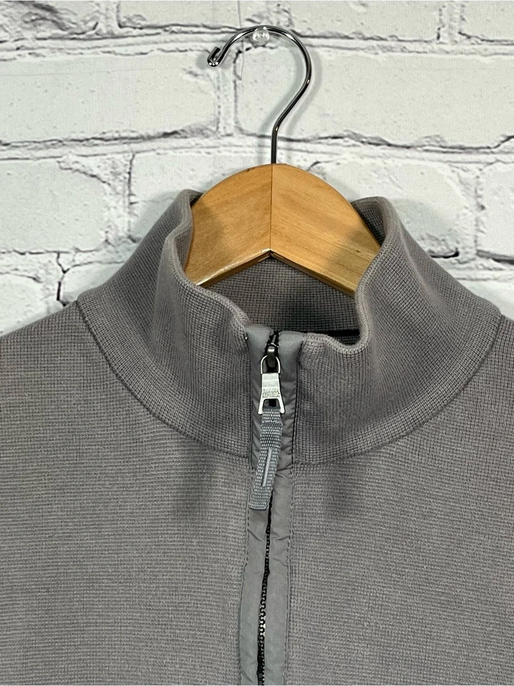 Vintage Banana Republic 1/4 Zip Knit Pullover Mens Medium Gray Elbow Patch
